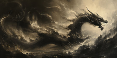 Chinese New Year dragon watercolor background.の素材