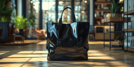 Mockup bag mockup with handles and plain background.の素材