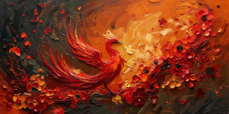 Great Chinese paint wall of Phoenix art paint. Chinese wall paper.の素材