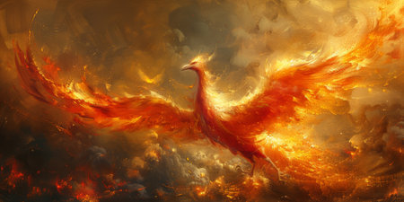 Great Chinese paint wall of Phoenix art paint. Chinese wall paper.の素材