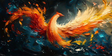 Great Chinese paint wall of Phoenix art paint. Chinese wall paper.の素材
