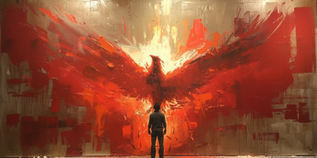 Great Chinese paint wall of Phoenix art paint. Chinese wall paper.の素材