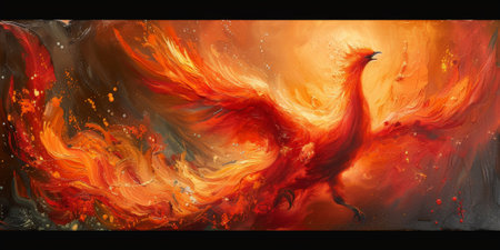 Great Chinese paint wall of Phoenix art paint. Chinese wall paper.の素材