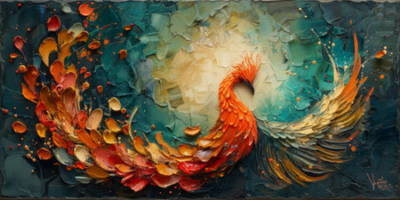 Great Chinese paint wall of Phoenix art paint. Chinese wall paper.の素材