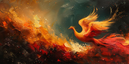 Great Chinese paint wall of Phoenix art paint. Chinese wall paper.の素材