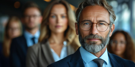 Image of business man and partners or team with modern office.の素材