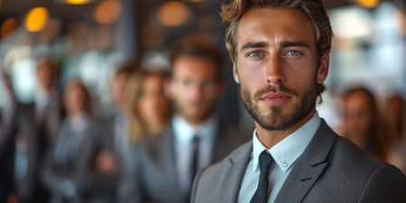 Image of business man and partners or team with modern office.の素材