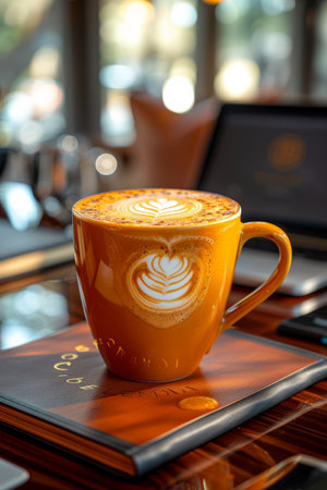 Coffee break in cozy office and natural background.の素材