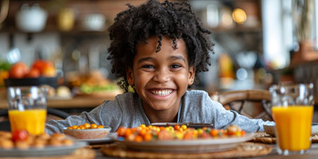 Happy family celebrating together at home. Multigenerational Household play enjoy time with familyの素材