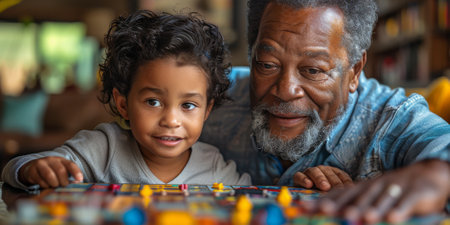Happy family celebrating together at home. Multigenerational Household play enjoy time with familyの素材