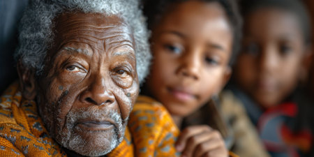 Happy family celebrating together at home. Multigenerational Household play enjoy time with familyの素材