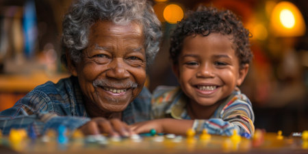 Happy family celebrating together at home. Multigenerational Household play enjoy time with family