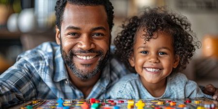 Happy family celebrating together at home. Multigenerational Household play enjoy time with familyの素材