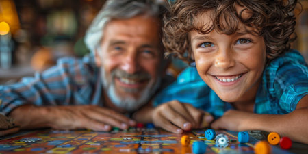 Happy family celebrating together at home. Multigenerational Household play enjoy time with familyの素材