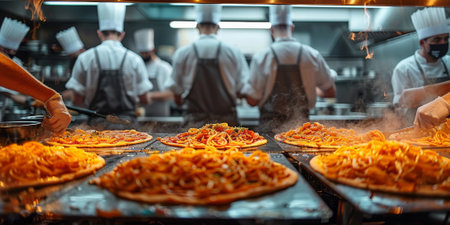 Classic Pasta on kitchen background. Diet and food concept.の素材