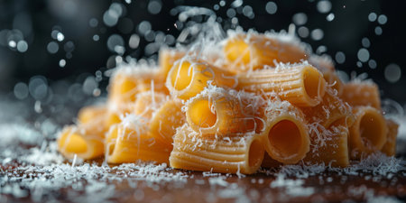 Classic Pasta on kitchen background. Diet and food concept.の素材