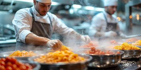 Closeup of process of making cooking homemade pasta. Chef make fresh italian traditional pastaの素材