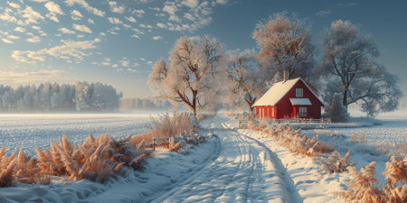 Beautiful winter nature landscape, amazing mountain view. Scenic image of woodland. Frosty day on ski resortの素材