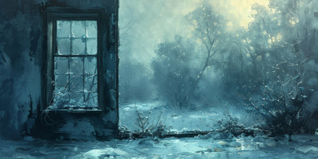 Beautiful winter nature landscape, amazing mountain view. Scenic image of woodland. Frosty day on ski resortの素材