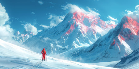 Beautiful winter nature landscape, amazing mountain view. Scenic image of woodland. Frosty day on ski resortの素材