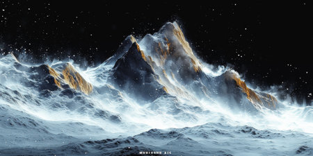 Beautiful winter nature landscape, amazing mountain view. Scenic image of woodland. Frosty day on ski resortの素材