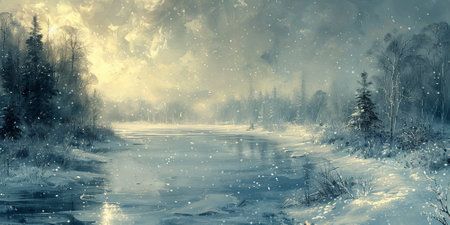 Beautiful winter nature landscape, amazing mountain view. Scenic image of woodland. Frosty day on ski resortの素材