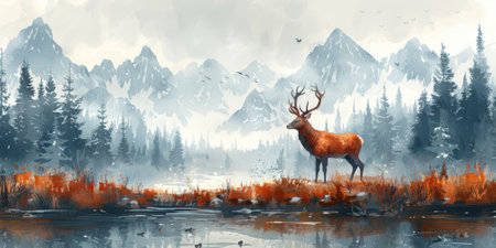 Beautiful winter nature landscape, amazing mountain view. Scenic image of woodland. Frosty day on ski resortの素材