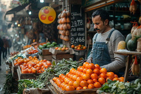 The lively chatter of a marketplaceの素材