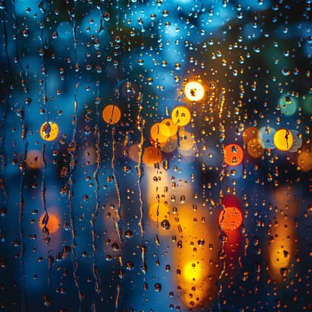 The mesmerizing pattern of rain on a windowの素材