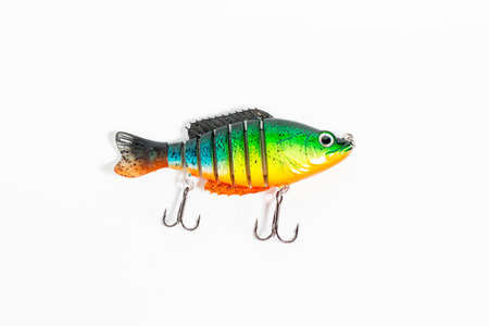 Fishing bait closeup isolated on white backgroundの写真素材