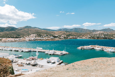 Yachts parking or port with yachts and sailboats, view from above.