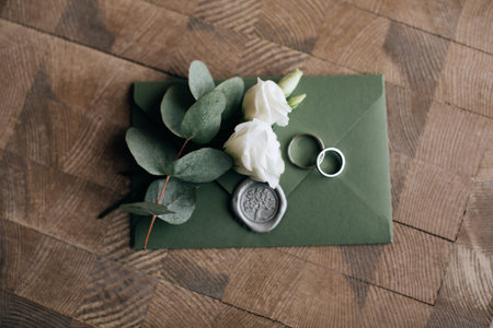 Wedding invitation for guests in an envelope