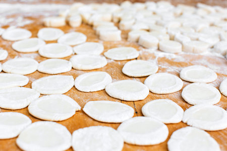 Cooking of Ukrainian national dish of dumplings, home-made