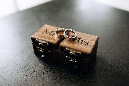 Wedding decor - wooden boxes for wedding rings on the table