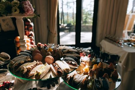 Wedding reception candy bar dessert tableの写真素材