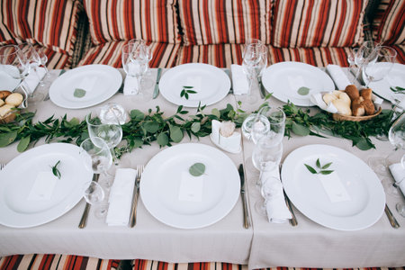 Beautiful wedding table decoration in white