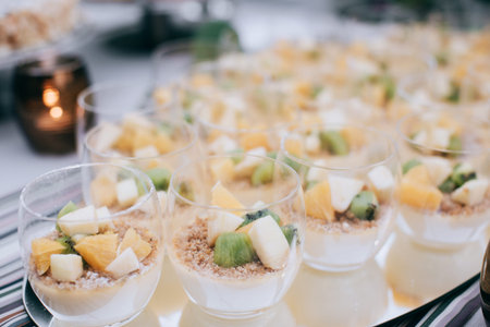 wedding dessert on the table	with fresh fruits