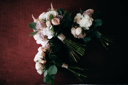 Beautiful wedding bouquets for the bride and her girlfriends	の写真素材