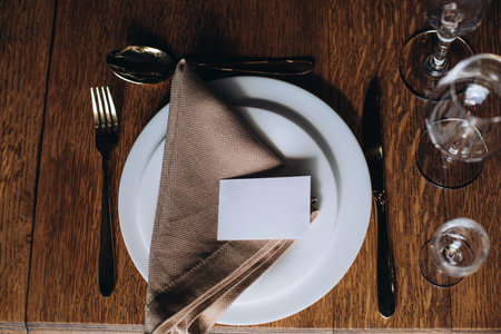 Vintage wedding table set on wooden table