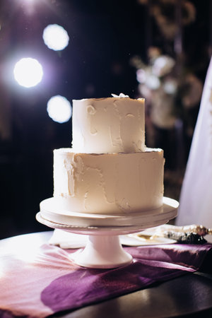 Wedding cake at a wedding ceremony in a restaurant