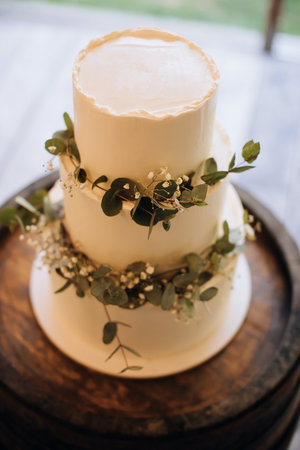 White wedding cake at the wedding ceremony. sweet foodの写真素材