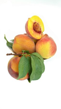 Some peaches on the whiteの写真素材