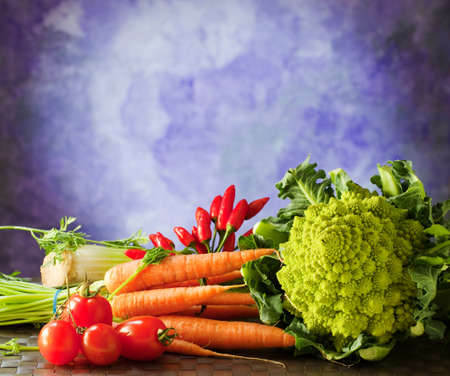 Vegetables on a purple backgroundの写真素材