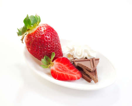 Strawberry with cream and chocolateの写真素材