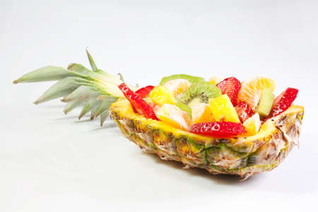 Fruit salad inside an ananasの写真素材