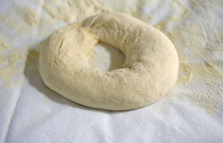 Dough for Bread with a hole in the middleの写真素材