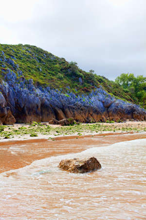 Beach of Cuevas del Mar, Nueva de Llanes - Asturias in Spainの写真素材