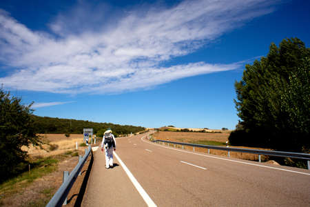 Pilgrim along the Way of St. Jamesの写真素材