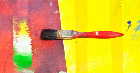 Paintbrush on a pictureの写真素材