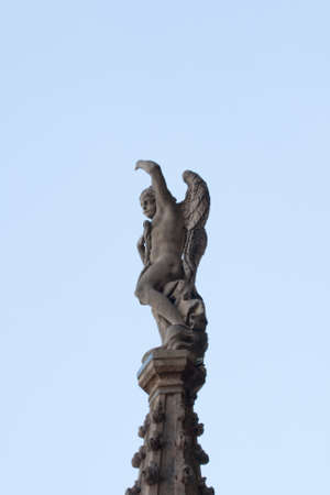 Statue on the pinnacles, Milan cathedralの写真素材
